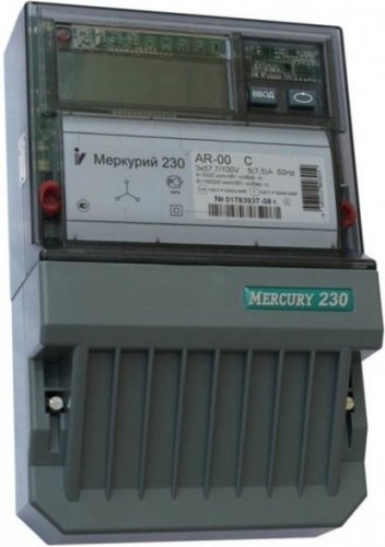 Счетчик электроэнергии 3Ф однотарифный Меркурий 230 AR-00 R 5-7,5А, 57,7-100В ЖК картинка